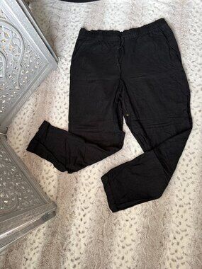 LOFT black linen pants large tall Euro Summer coastal vacation resortwear beach